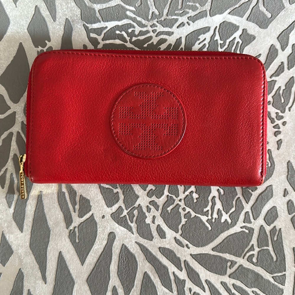 Tory Burch red leather wallet